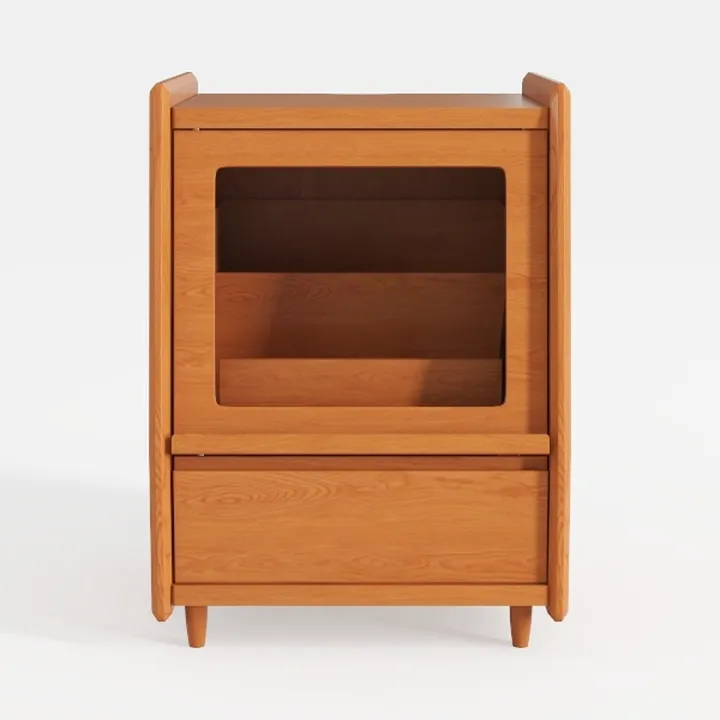 End Table with Storage Glass Drawers, Bedrooms