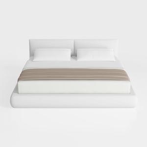 ZURI Hera Genuine White Leather Platform Bed with 
