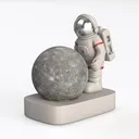 Astronaut Moon Themed Decorative Lamp 3D Model Left 45 Degree View