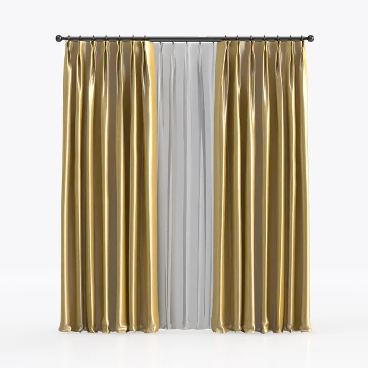 Modern Gold Fabric Sheer Window Curtains 3D Model