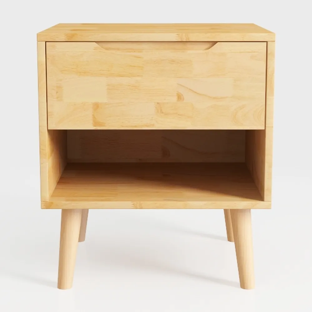 Wooden Night Stand Set 2, Wood Bedside Table with 