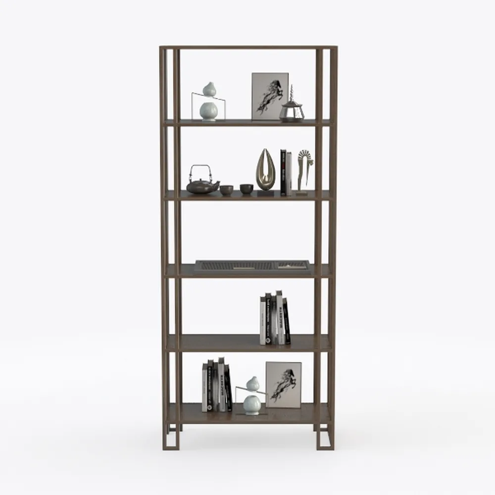 24" Bookshelf, 5-Tier Ladder Shelf, Industrial