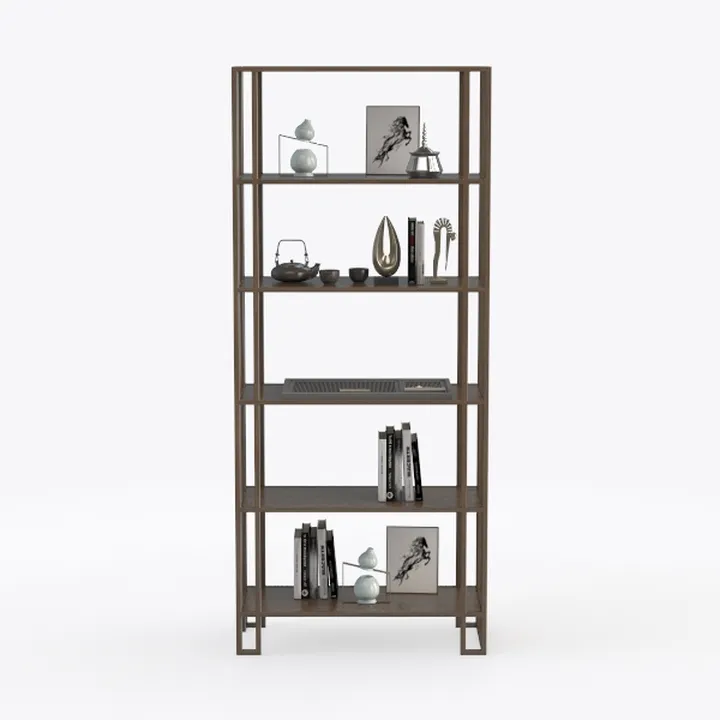 24" Bookshelf, 5-Tier Ladder Shelf, Industrial