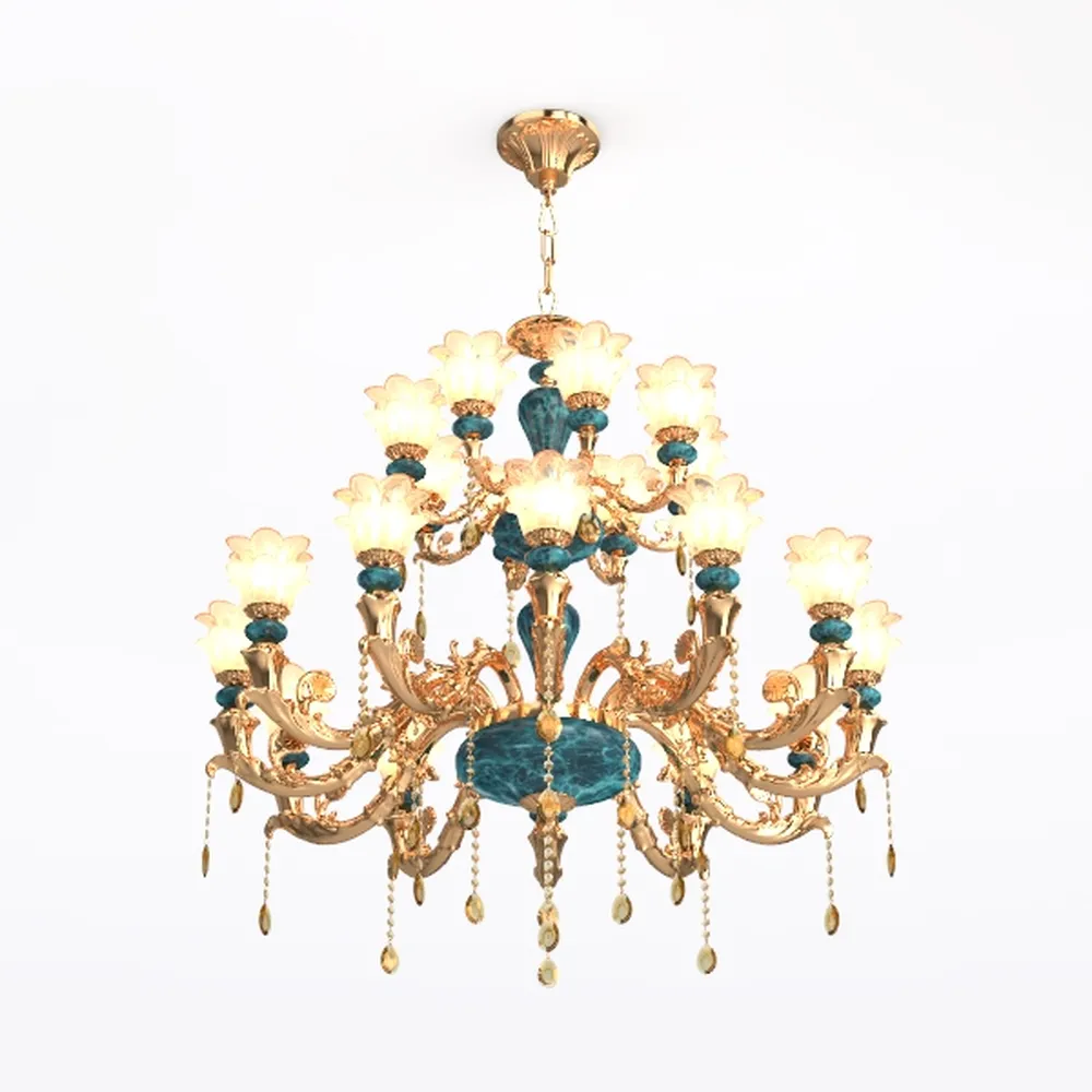 Vintage 8 Arms Crystal Chandelier Candle Light 