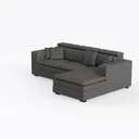 Minimalist Dark Fabric Sectional Sofa With Ottoman 3D Model Left 45 Degree View