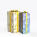Decorative Printed Gift Boxes With Satin Bows 3D Model Left 45 Degree View