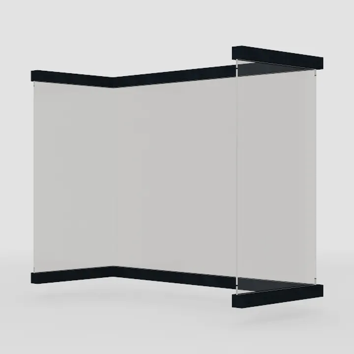 Minimalist Black Solid Wood Clear Acrylic Room Divider 3D Model