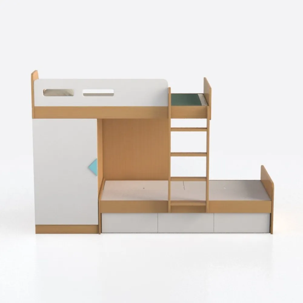 Benjara Wooden Twin Size Loft Bunk Bed with Workst