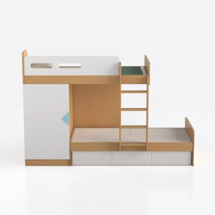 Benjara Wooden Twin Size Loft Bunk Bed with Workst