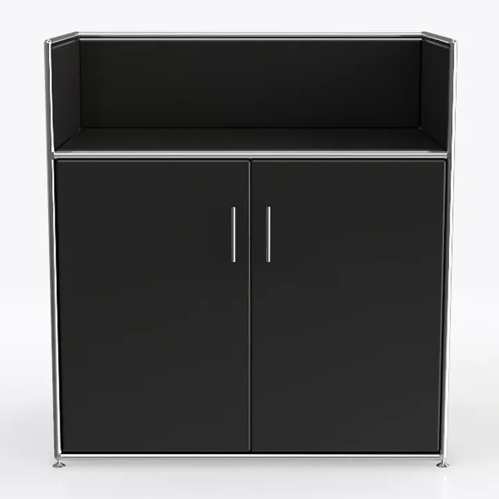 Minimalist Metal Black Double Door Storage Cabinet 3D Model