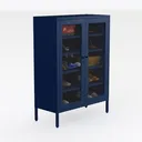 73" Metal Cabinet-Black & Red Heavy Duty Rolling Right 45 Degree View