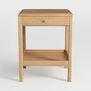 Minimalist Solid Oak Nightstand with Drawer and Shelf 3D Model