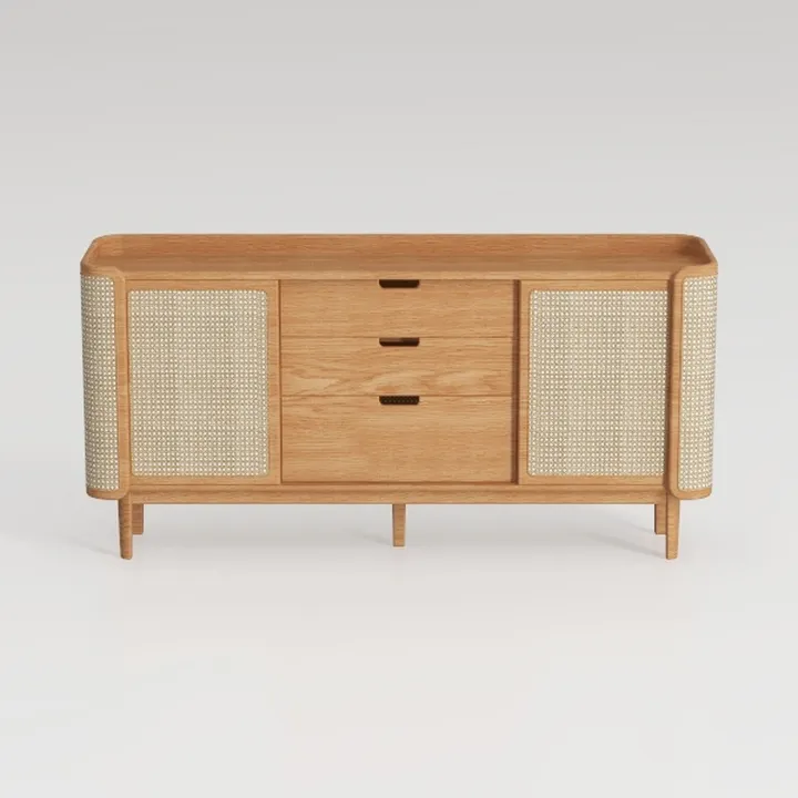 PHI VILLA Rattan Cabinet - Sideboard Buffet Accent