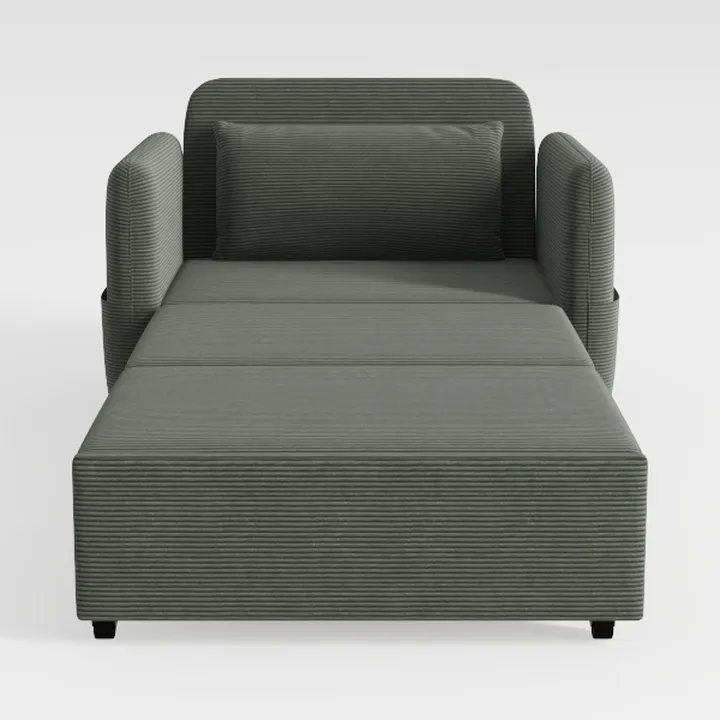 Minimalist Corduroy Fabric Chaise Lounge with Storage Pocket 3D Model