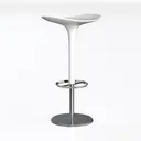 Modern Minimalist White Plastic Metal Bar Stool 3D Model Left 45 Degree View