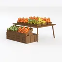 fruit stand-Supermarket Left 45 Degree View