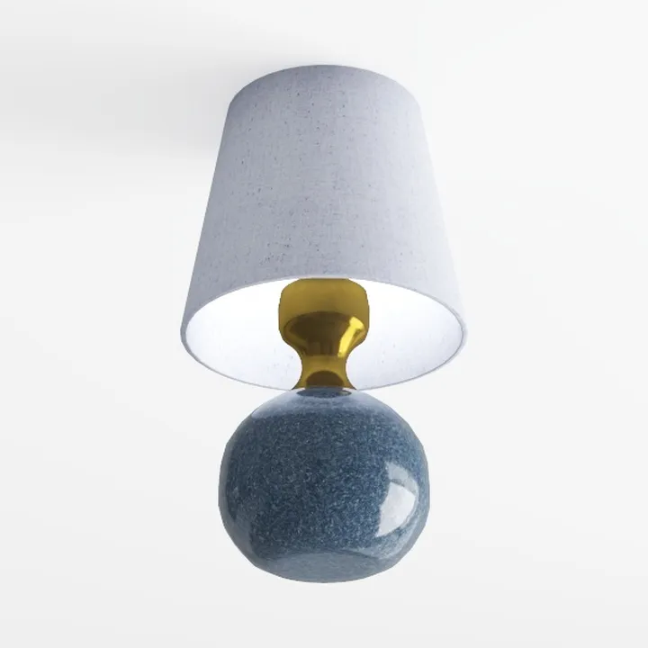 Modern Linen Brass Marble Table Lamp 3D Model