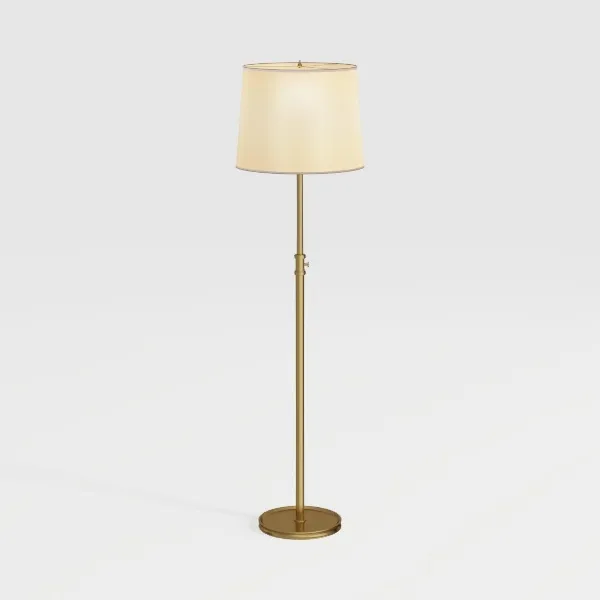 Brass Fabric Contemporary Floor Lamp 3D Model Front View