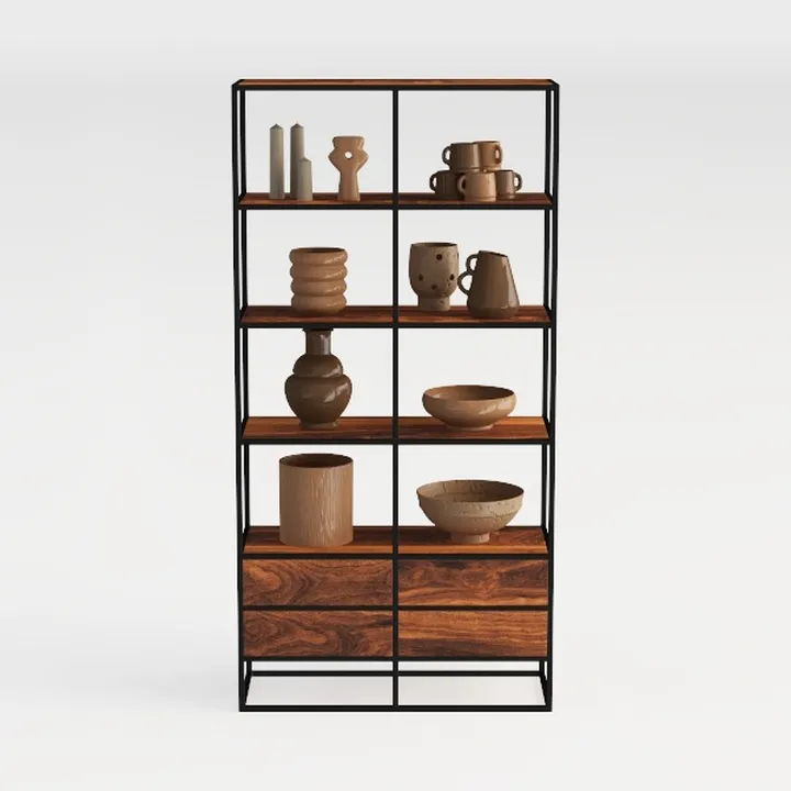 Furologee 6-Tier Bookshelf, Tall 71" Rustic