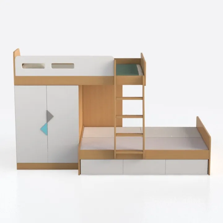 Benjara Wooden Twin Size Loft Bunk Bed with Workst
