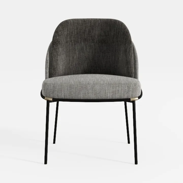 Minimalist Fabric Upholstered Metal Dining Armchair 3D Model