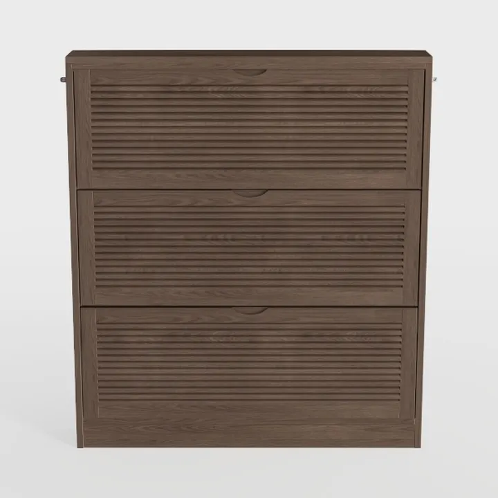 Minimalist Walnut Solid Wood 3 Drawer Shoe Cabinet 3D Model