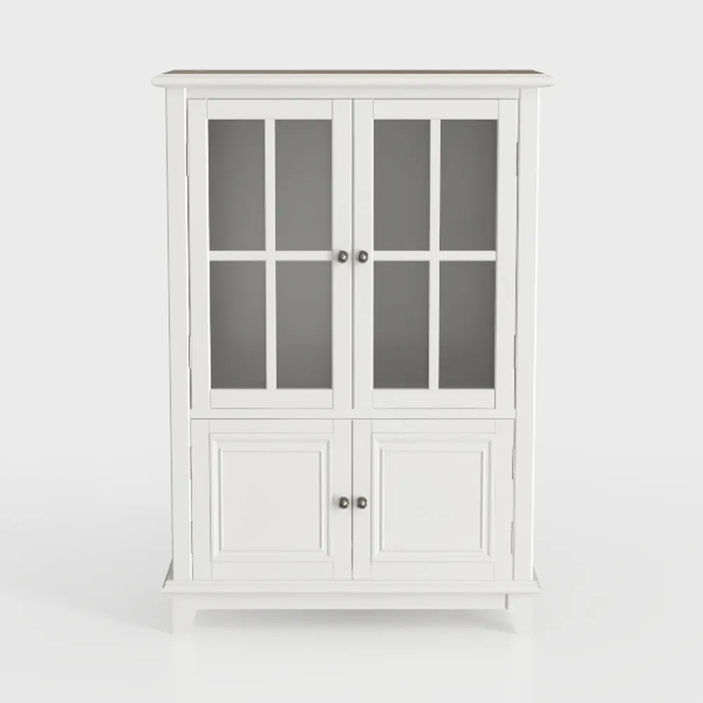 RASOO Modern Buffet Cabinet White Double Glass