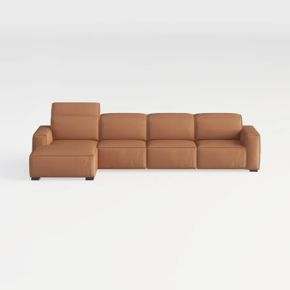 138" Leather Power Reclining Sofa, Modern