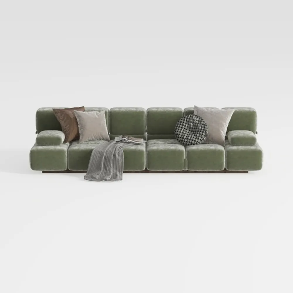 Cloud Couch Green Sectional Sofa in Box with L