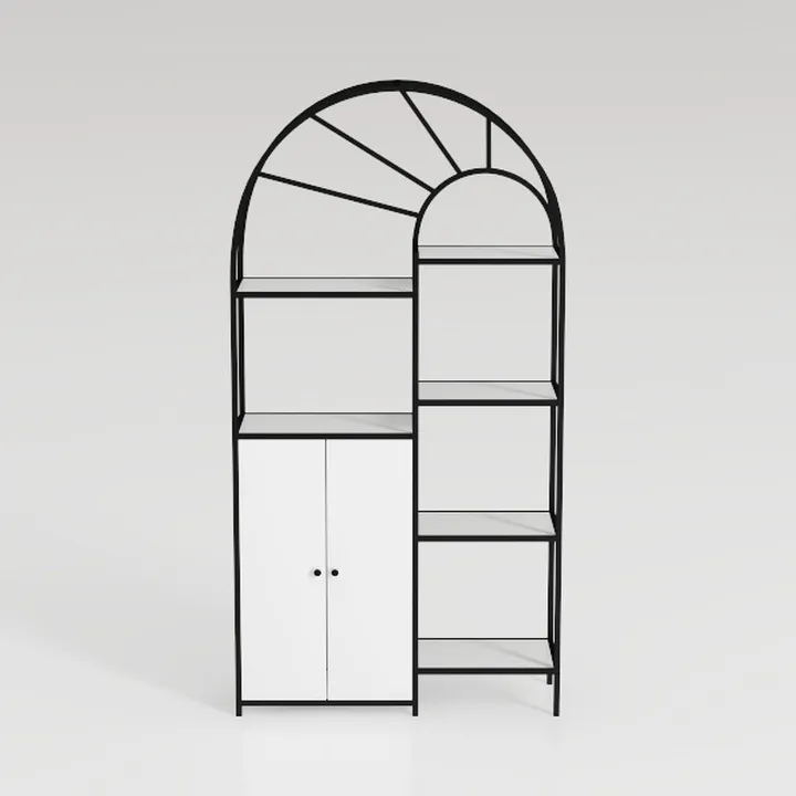 Triple Wide 5 Tier Tall Arched Bookshelf and