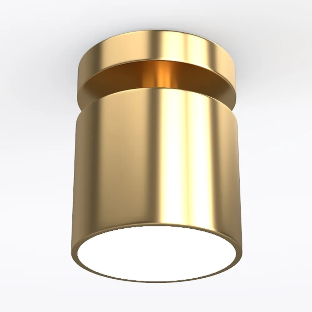 Gold Semi Flush Mount Ceiling Light, Modern Drum