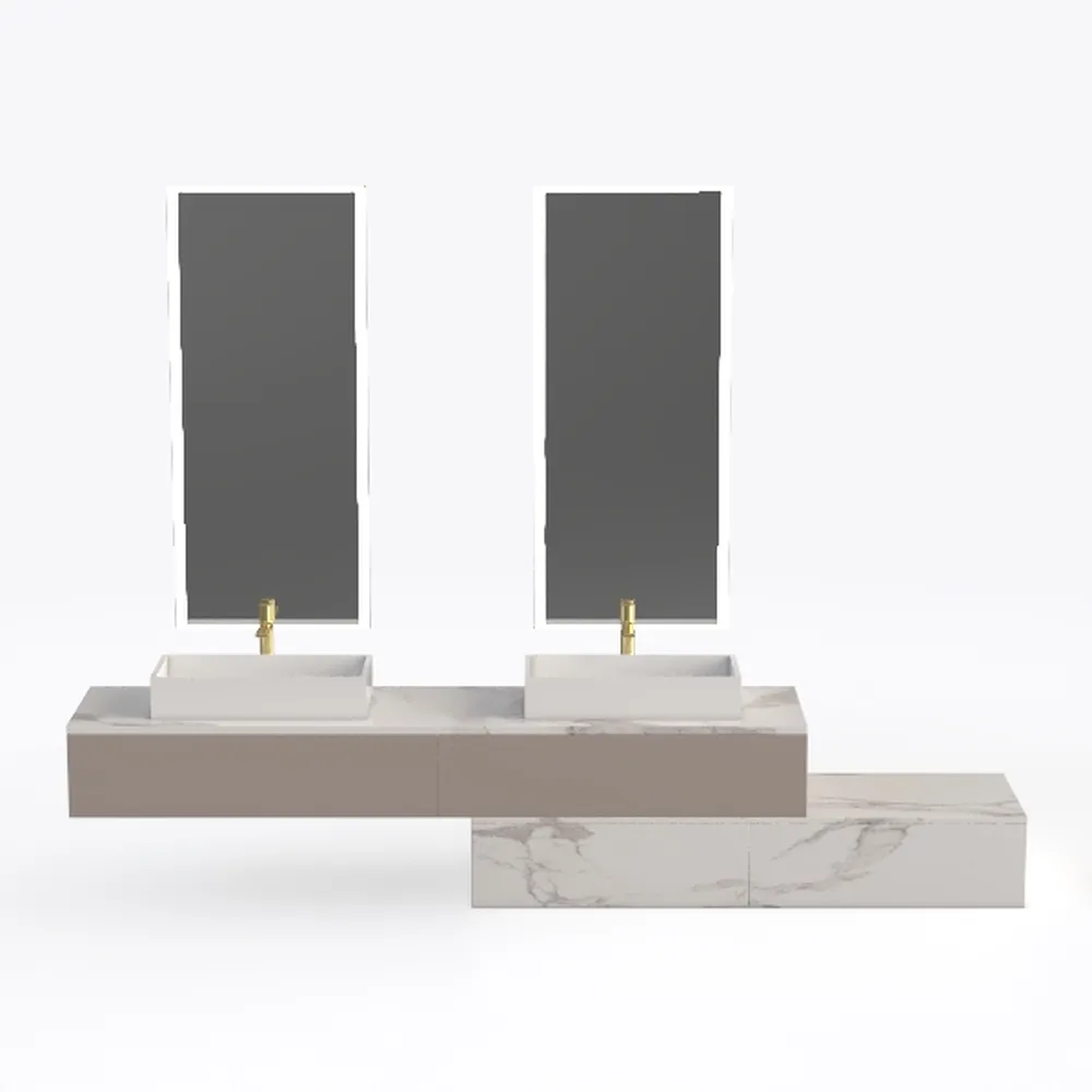 47"x19" Wall-Mounted Stone Resin Rectangular