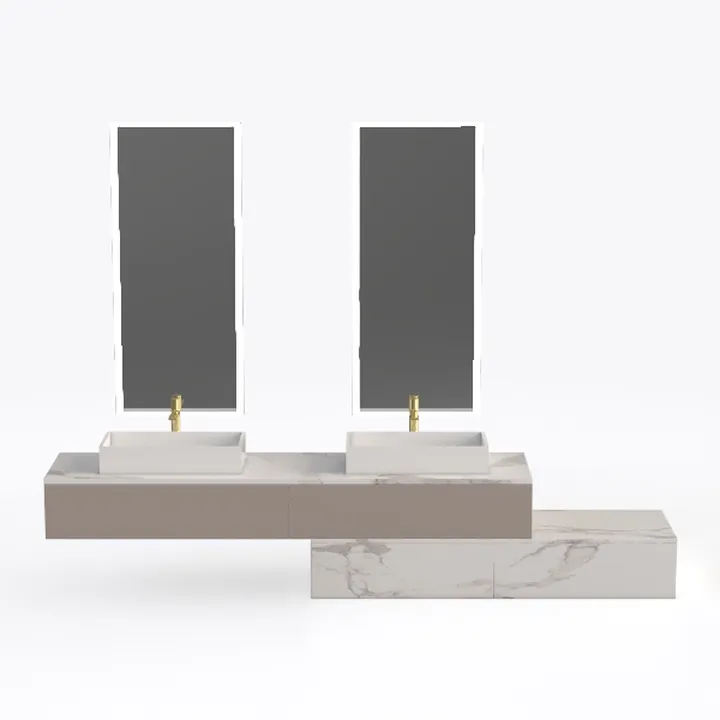 47"x19" Wall-Mounted Stone Resin Rectangular