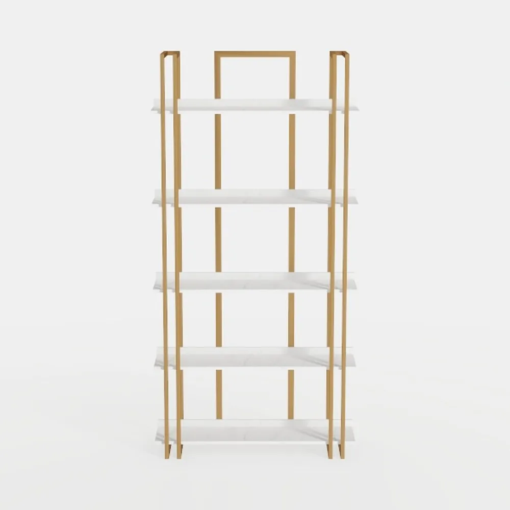 Jehiatek Gold Bookshelf 5 Tiers, Geometric