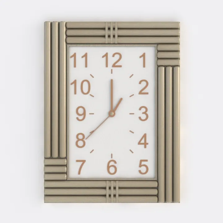 Modern Metal Rectangular Wall Clock 3D Model