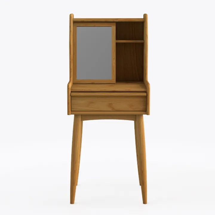 2-Piece Natural Oak 100% Solid Wood Makeup Vanity 