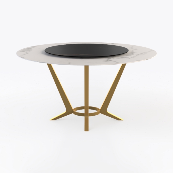 59.05 in. Modern Round Black Rotary Lazy Susan Sin