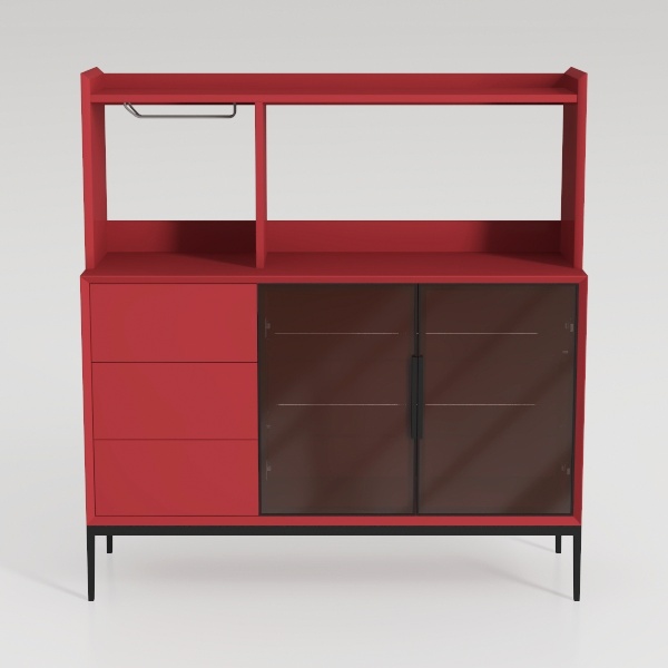 Red Metal Folding Storage Cabinet, Morden Buffet