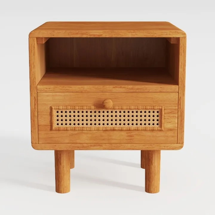 Lerliuo Rattan Nightstand with Charging Station