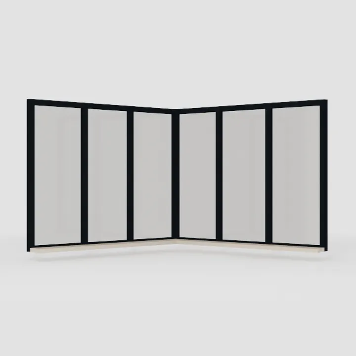 Modern Minimalist L shaped Glass Window 3D Model