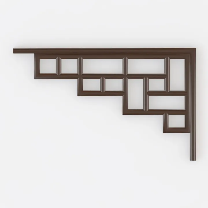 Traditional Solid Wood Chinese Corner Trim Decorative 3D Model