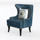 Modern Wingback Accent Chair, Upholstered Couch So Left 45 Degree View