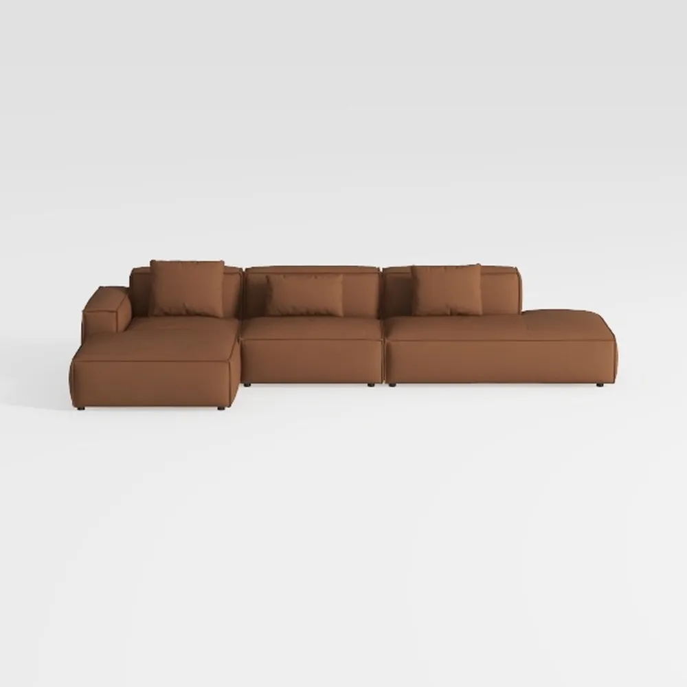 Leather Chaise Couch L-Shaped Sectional Chaise