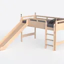 DONCO Twin Light Espresso Low Loft with Slide Left 45 Degree View