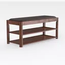 Minimalist Solid Wood Upholstered Entryway Storage Bench 3D Model Right 45 Degree View