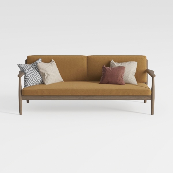 Tennozu Linen Fabric Loveseat Sofa, Convertible Fu