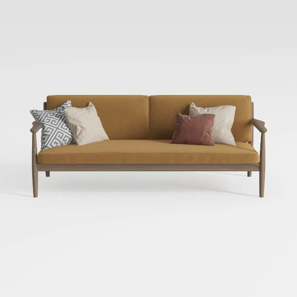Tennozu Linen Fabric Loveseat Sofa, Convertible Fu