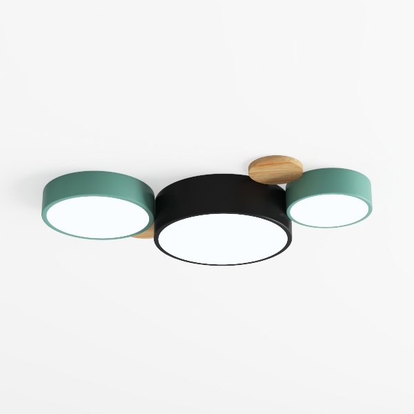 Ceiling light-8813-3 head-black + green + green