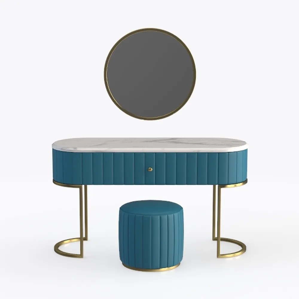 Beale 40 in. Green/Gold Specialty Faux Marble Cons