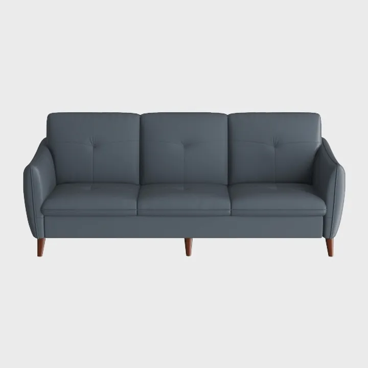 Modern Dark Blue Leather 3 Seater Sofa 3D Model